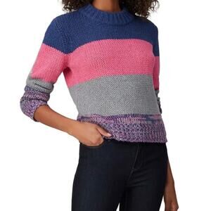 One Grey Day Women's Gigi Retro Multi Striped Cropped Sweater XS Blue Pink